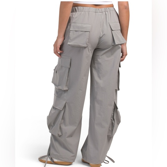 Gold Hinge Parachute Cargo Pants Gray Wide Leg Drawstring Hem Size Medium NWT - Picture 3 of 5
